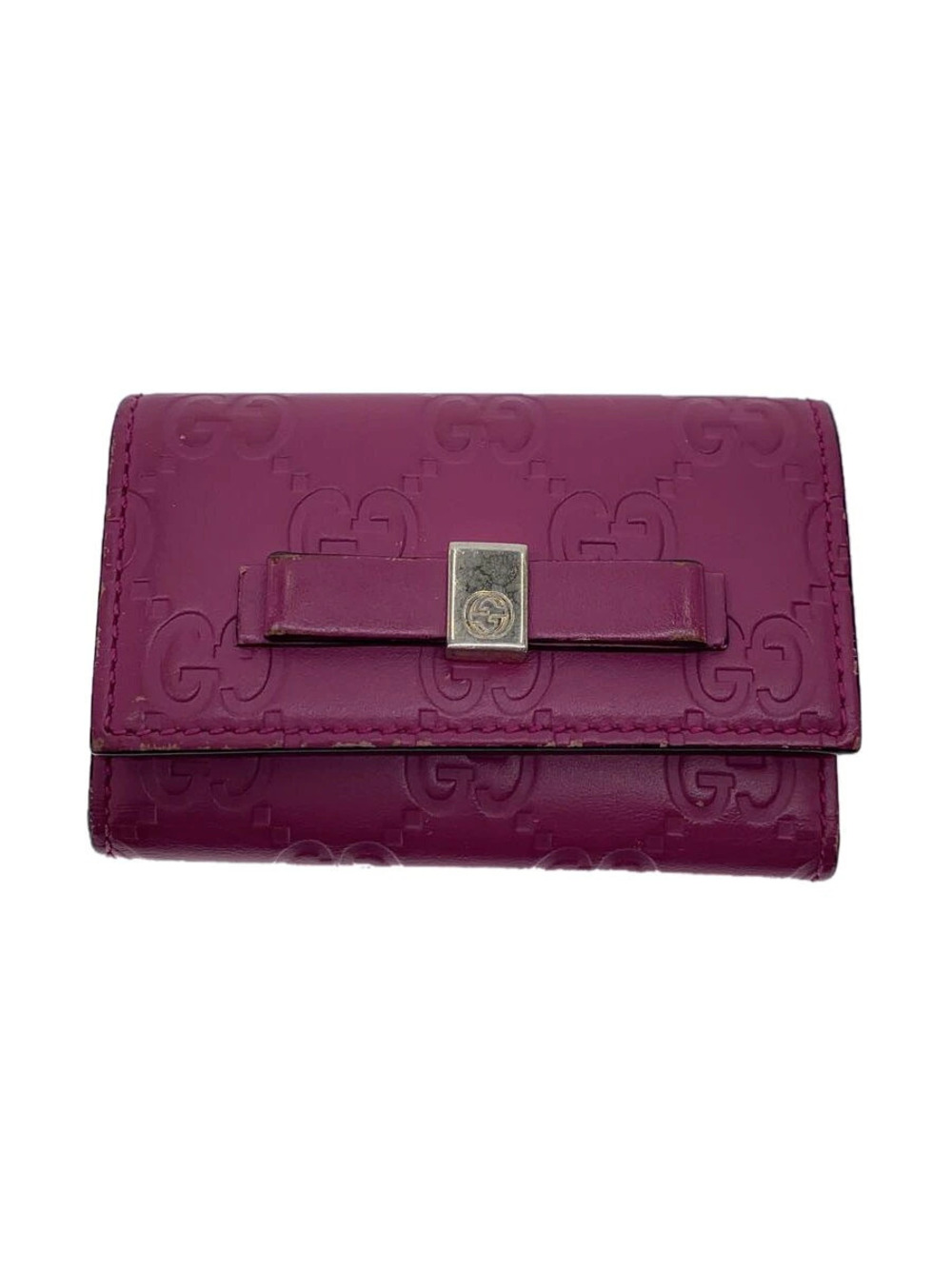 Gucci Key Case Wallet Gucci Guccissima Faux Leather Pink